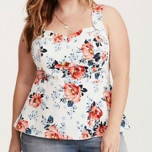 Floral print sateen top